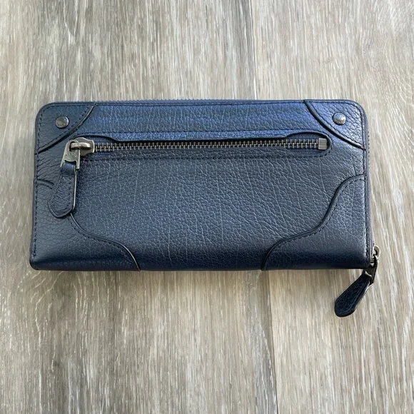 Coach Mickie Blue Metallic Leather Accordion Wallet - Picture 3 of 5